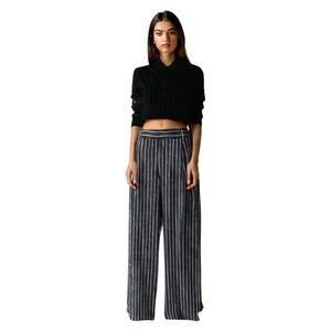 Tronjori Black & white Wide Leg Stripped Palazzo Pants Size L